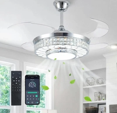42" Ceiling Fans with Lights, Crystal Chandelier Ceiling Fan NEW Samphon - Image 1 of 4