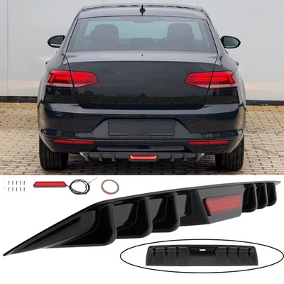 For Volkswagen Passat B7 B8 CC Glossy Rear Bumper Diffuser Splitter W/ LED Light - Image 1 of 4