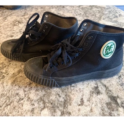 PF Flyers "Sandlot" Bob Cousy Zapatillas Altas de Lona Negras Para Hombre Talla 9.5 Foto 1 de 4