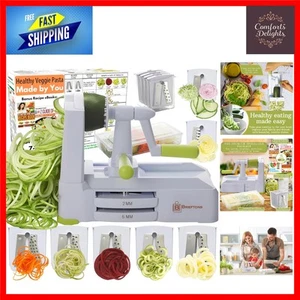 Dishwasher Safe 7-Blade Spiralizer: Easy Vegetable Pasta Maker with Lid & Caddy - Picture 1 of 11