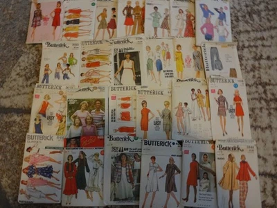 LOTE de 26 patrones de costura vintage todos son patrones Butterick la mayoría de los años 60 y 70 Foto 1 de 4