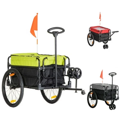 2-in-1 Fahrradanhänger Lastenanhänger 20 Zoll-Luftreifen 40 kg Belastbarkeit - Bild 1 von 4