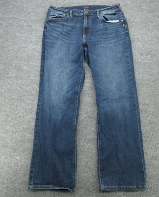 Pantalones de mezclilla Silver Jeans Company Zac para hombre 38x32 azul pierna recta elásticos relajados Foto 1 de 4