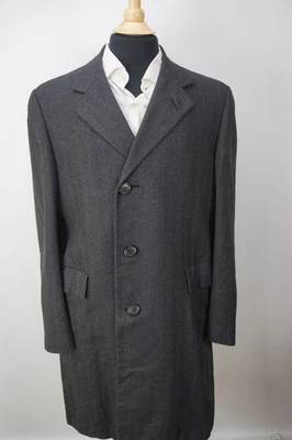 Hickey Freeman Gray Herringbone 100% Wool Mens Overcoat Sz 40 - Image 1 of 4