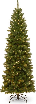 National Tree Company Pre-Lit Artificial Slim Christmas Tree, Green, North Valle - Image 1 of 4