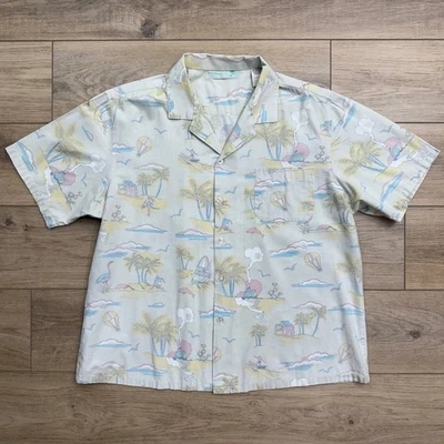 复古 Royale Air 夏威夷衬衫 棕榈树海豚 热气球 冲浪者 — 第 1/4 张图片
