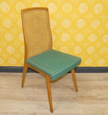50er Jahre Stuhl Holz zarte Geflecht Lehne Wiener Geflecht vintage sixties retro - Bild 1 von 4