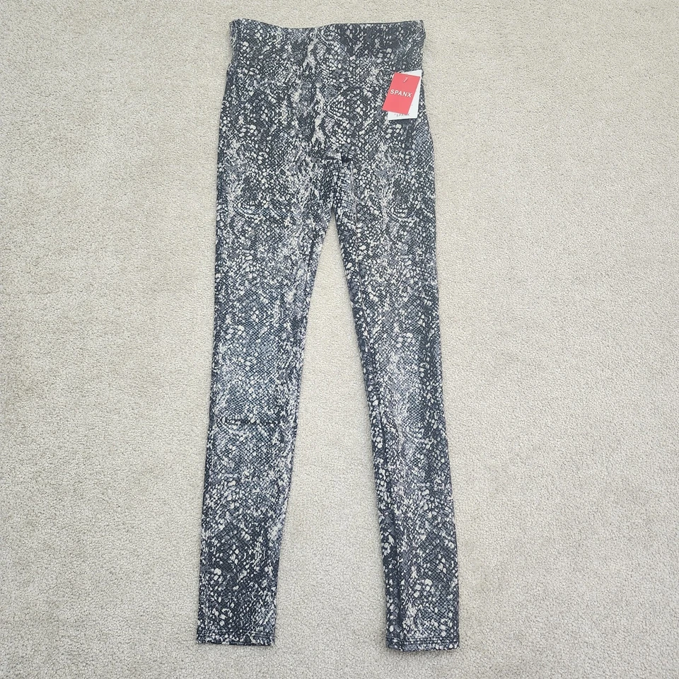 Spanx Faux Leather Snake Shine Leggings 20324R Grey Snake Medium