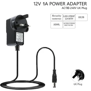 12V AC/DC 1000mA 100-240V AC 50/60Hz 1A UK FUENTE DE ALIMENTACIÓN ADAPTADOR CARGADOR RED UK - Imagen 1 de 5
