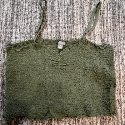 Top corto con correa de espagueti verde oliva sin mangas Aerie para mujer talla mediana Foto 1 de 4