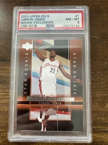 2003-04 UPPER DECK #1 LeBRON JAMES "ROOKIE EXCLUSIVES" RC - PSA 8 NM-MT (2684) - Picture 1 of 2