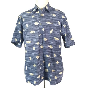 Campia Moda shirt mens medium Blue short sleeve cotton camp fish all over print - Picture 1 of 12