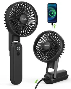 EasyAcc Portable Hand Held Fan Ultra Quiet 5 Speed Personal Fan LED Dispay US... - Picture 1 of 8