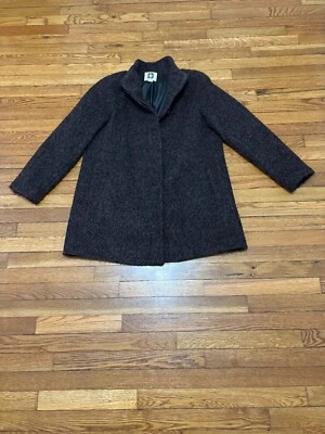 Abrigo para mujer Anne Klein talla XL marrón negro poli lana con botones forrado Foto 1 de 4