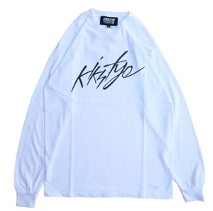 KIKS TYO Japan Long Sleeve Fight Logo Tee White Black Spellout Sneakerhead - Picture 1 of 5