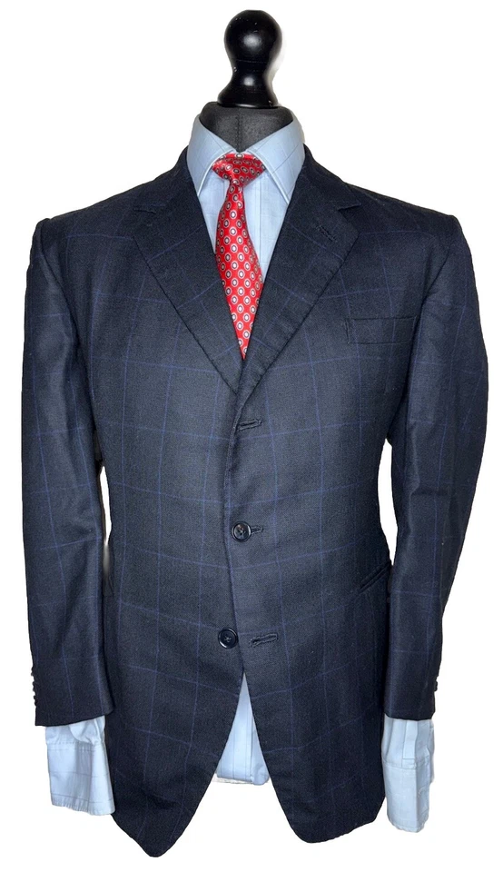 Traje de lujo GEORGE SASTRES LONDRES HECHO A MANO LIENZO COMPLETO AZUL MARINO 42x36x26 Foto 1 de 4