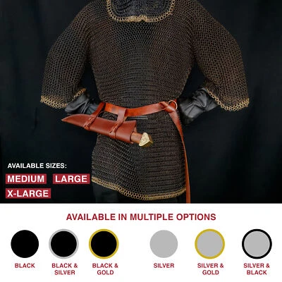 CAMISA LONGA MEDIEVAL CHAINMAIL HAUBERGEON CORRENTE CORREIO ARMADURA BUTTED REENCENAÇÃO - Imagem 1 de 4