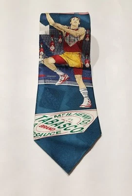 Corbata de baloncesto de seda Tabasco para hombre 57" L 4" W  Foto 1 de 4