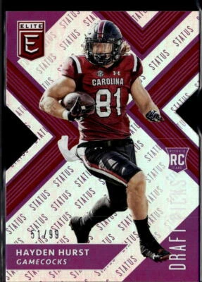 2018 Panini Elite Draft Picks #118 Hayden Hurst Status Die Cut Purple #/99 RC - Image 1 of 2