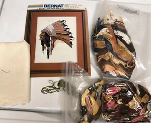 Vtg Bernat Native American Indian Chief of 5 Nations Cross Stitch Kit Read - Picture 1 of 10