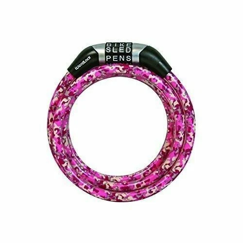 Wordlock Combination Cable Bike Lock – 4 Dial 8mm 5 Feet Camo Pink
