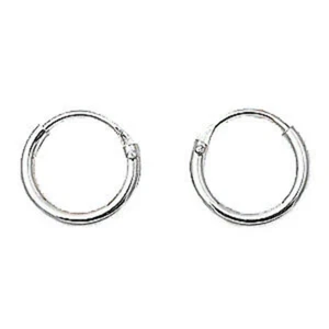 Pendientes de aro redondos de plata esterlina pequeños de 1,2 mm x 10 mm .925 joyería - Imagen 1 de 1