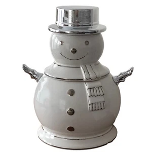 Bath & Body Works Snowman/Winter Cookie Jar 12" Tall White/Silver Harry Slatkin - Picture 1 of 8