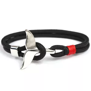 Happiness Jewelry Nylon Paracord Rope Nautical Whale Tail Bracelet 8 Inches - Picture 1 of 10