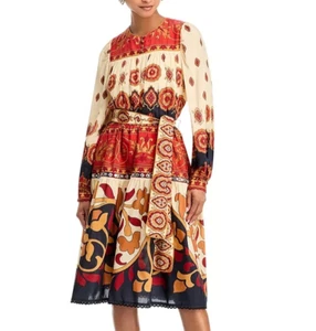 💕$298 VESTIDO MIDI GRANM RIO TALLA XL X GRANDE AINIKA AZULEJOS CINTURÓN HERMOSOS COLORES - Imagen 1 de 7