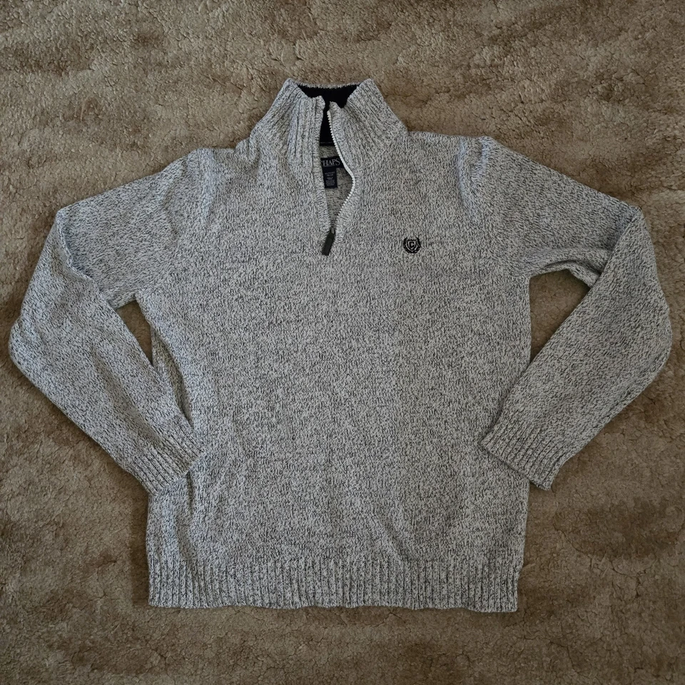 Suéter Chaps Chicos Cremallera Parcial Blanco Negro Brezo Talla XL 18/20 Foto 1 de 4