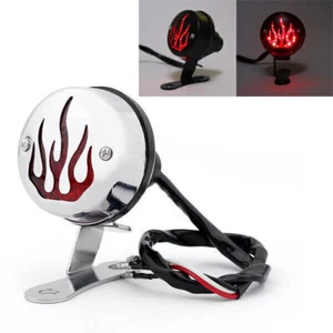 Red Flame Fire Rear Taillight Brake Light For Honda Cafe Racer Bobber Chrome E6 - Picture 1 of 8