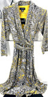 Liz Claiborne Dress Women's Size M 3/4 Sleeve Golden Rod Paisley Waist Strap