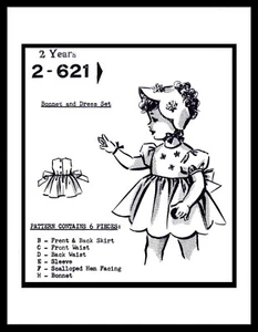GRIT Orden por Correo #2-621 Patrón Gorro y VESTIDO FROCK BEBÉ Niño Pequeño Talla ~2~ - Imagen 1 de 5