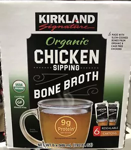 Kirkland Signature Organic Chicken Bone Broth, 32 Fl Oz, 6 Count - Picture 1 of 1