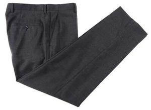 RECENT Hugo Boss Solid Charcoal Gray 100% Wool Flat Front Dress Pants 32 - Picture 1 of 7