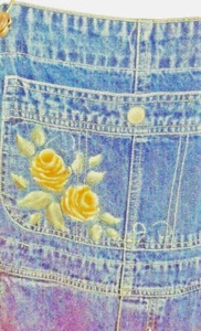 Med Vintage 90s Painter Hand Painted Splattered Yellow Rose Vanderbilt Overalls - Picture 1 of 7