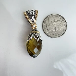 π¦ Ciondolo HE Barbara Bixby Diamante Enorme Quarzo Oliva Esaltatore Oro Sterling 18K - Foto 1 di 8