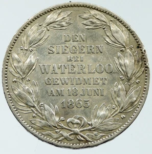 1865 GERMANY Hannover King GEORGE V 0.53oz Silver Thaler Coin WATERLOO i117642 - Picture 1 of 2