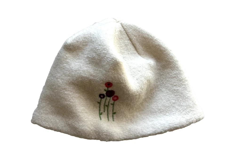 NUEVO GORRO MUJER PISTIL BLANCO TEJIDO FLORAL BORDADO 100% LANA ITALIA OS Foto 1 de 3