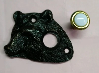 Timbre cabeza de oso botón timbre bronce frotado con aceite cabaña Foto 1 de 3