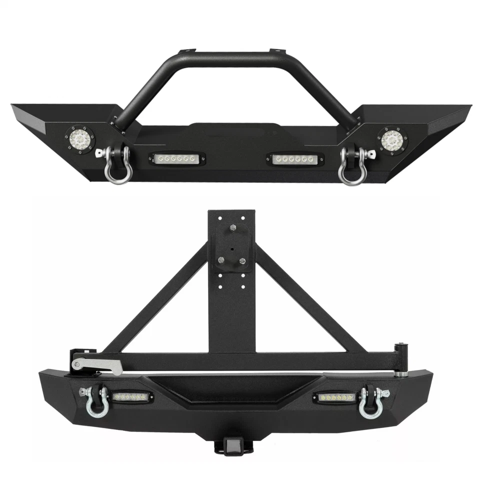 Front/Rear Bumper for Jeep Wrangler JK Unlimited w/ Winch Plate LED Lights 07-18 - Image 1 of 1