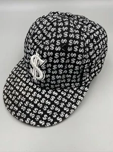 Mens Hat Cap New York Style Black Dollar Sign Fitted Hip Hop Money Ganster - Picture 1 of 9