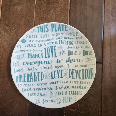 Home Essentials Dilo con Plato para Dar Amor 10 1/2" Blanco con Letras Azules  Foto 1 de 4