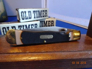 SCHRADE 4 1/8" 294OT OLD TIMER LINER LOCK POCKET KNIFE SAWCUT HANDLE 440A S.S. - Picture 1 of 12