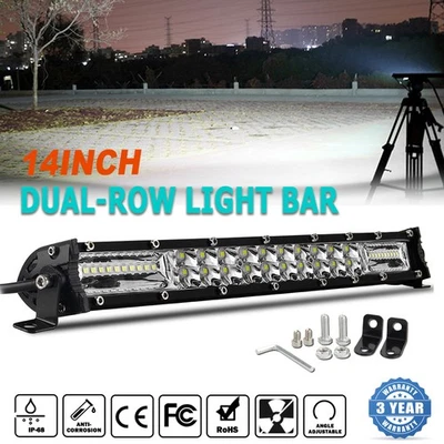 14"inch LED Work Light Bar Combo Spot Flood Driving Off Road Truck SUV Boat ATV - Image 1 of 4
