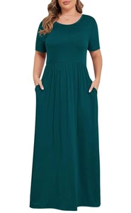 Women’s Plus Size Maxi Dresses for Curvy Women Summer Casual Short Sleeve 202... - Picture 1 of 6