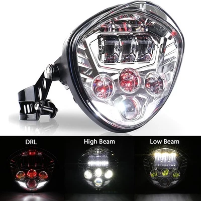 Farol de LED 7" Hi/Lo DRL + braçadeiras de garfo para Kawasaki Vulcan 650 S 900 1500 2000 - Imagem 1 de 4