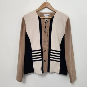 PERCEPTIONS Women's Beige Long Sleeve Button Closure Blazer Jacket Size 14 - Picture 1 of 9