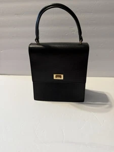 Neely & Chloe Mini Saffiano Leather Bag Black with Gold Hardware 8”x7” - Picture 1 of 8