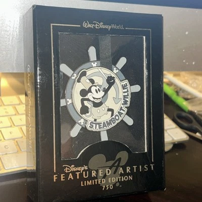 Prendedor Disney Jumbo En Caja Steamboat Willie Le 750 Artista Destacado Rueda Rara Foto 1 de 2